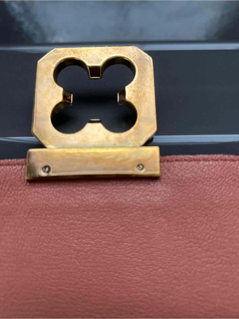 Authentic Chloe Elsie shoulder/crossbody bag with Gold Hardware, rust-clay color - Picture 10 of 13